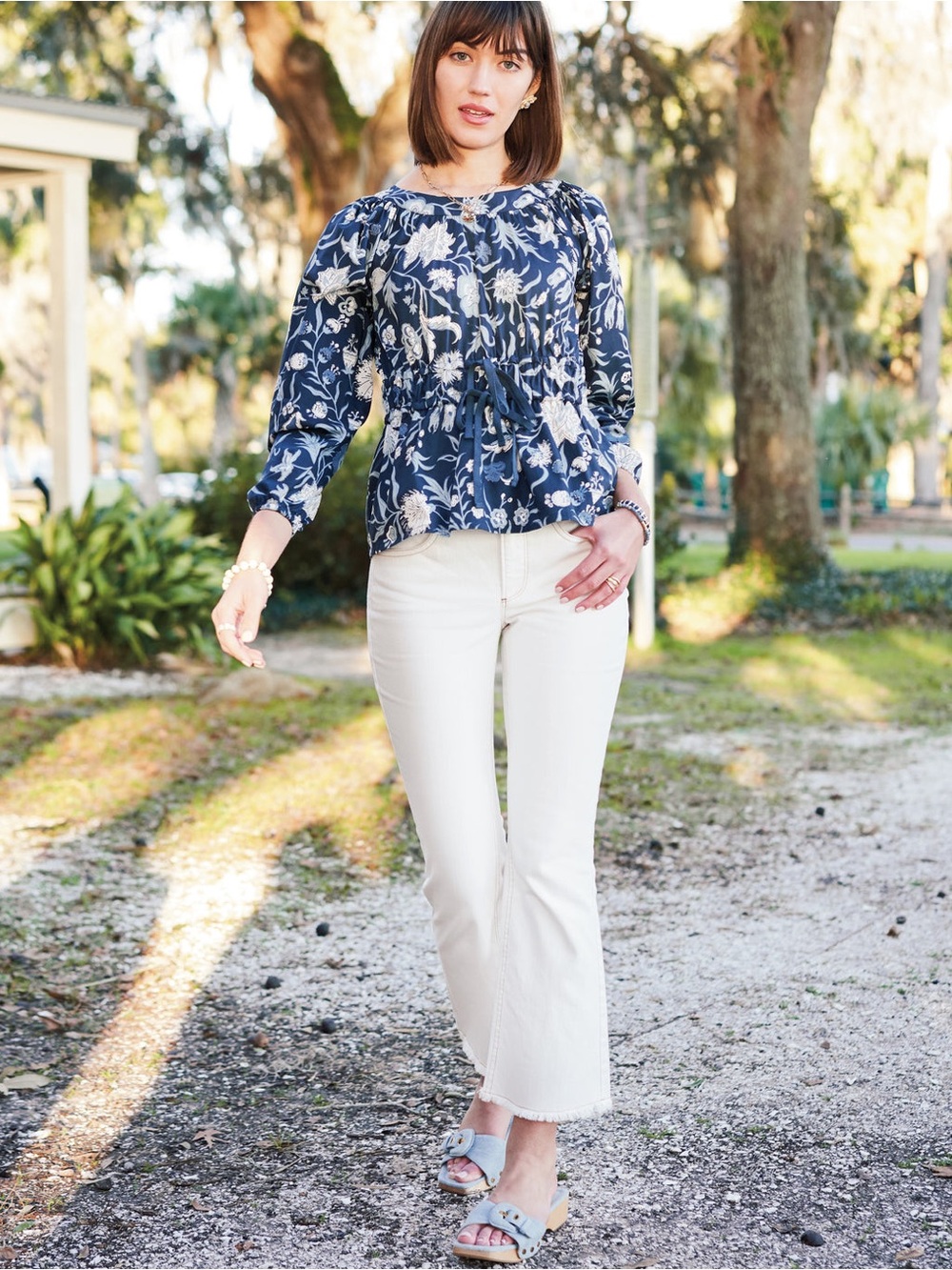 Spartina 449 Ellington Kick Flare Jeans Pearl Off White 14 - Picture 4 of 16